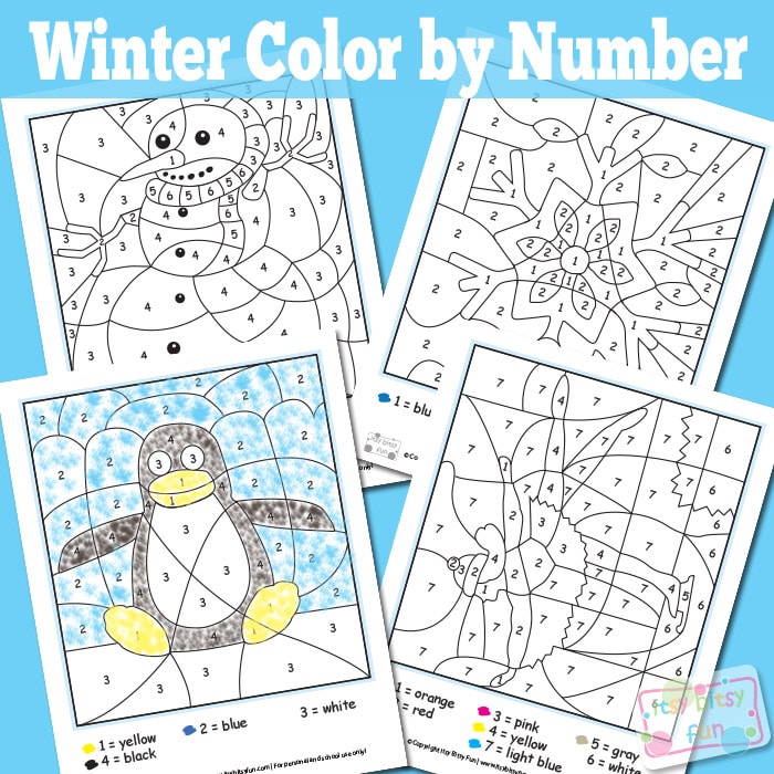 paint by numbers winter coloring pages - photo #31