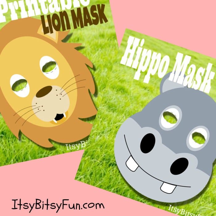  New Printable Animal Masks Added - Lion & Hippo 
