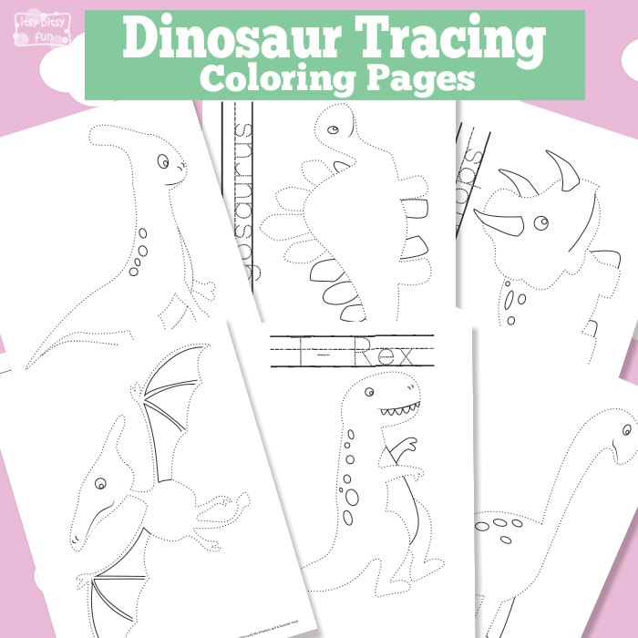 Dinosaur Tracing Coloring Pages
