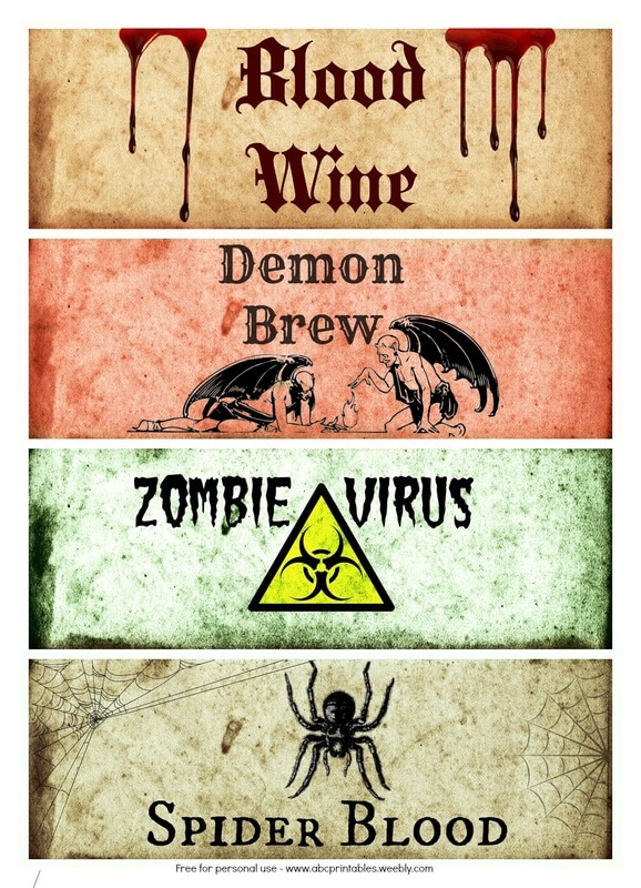 Spooky Bottle Labels