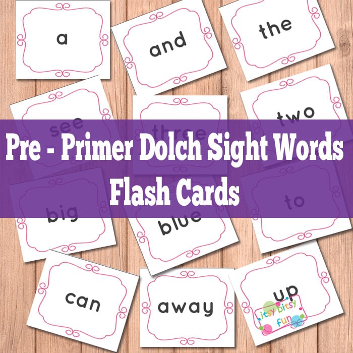 Pre-Primer Dolch Sight Words Flash Cards