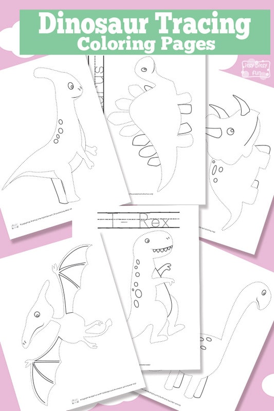 Dinosaur Tracing Coloring Pages