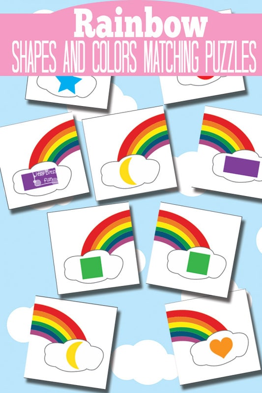 Free Printable Rainbow Shape and Color Matching Puzzles