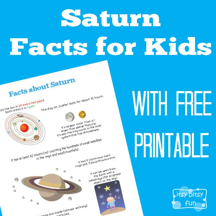 Fun Planet Saturn Facts Printable for Kids
