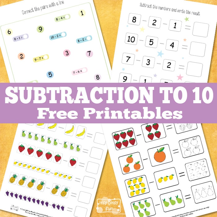 Math Subtraction to 10 Free Printables