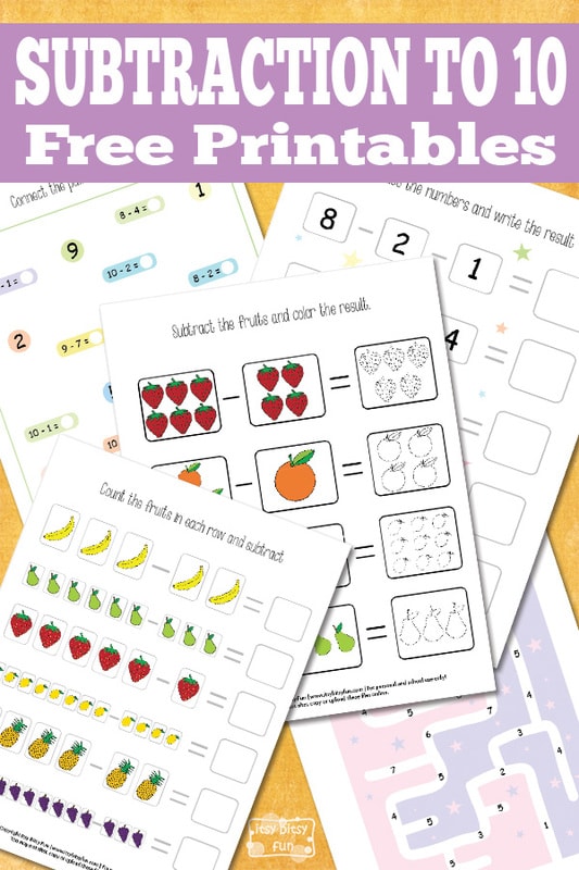 Math Subtraction to 10 Printables