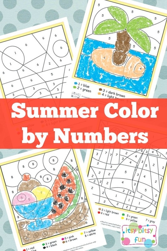 Summer Color by Numbers Worksheets