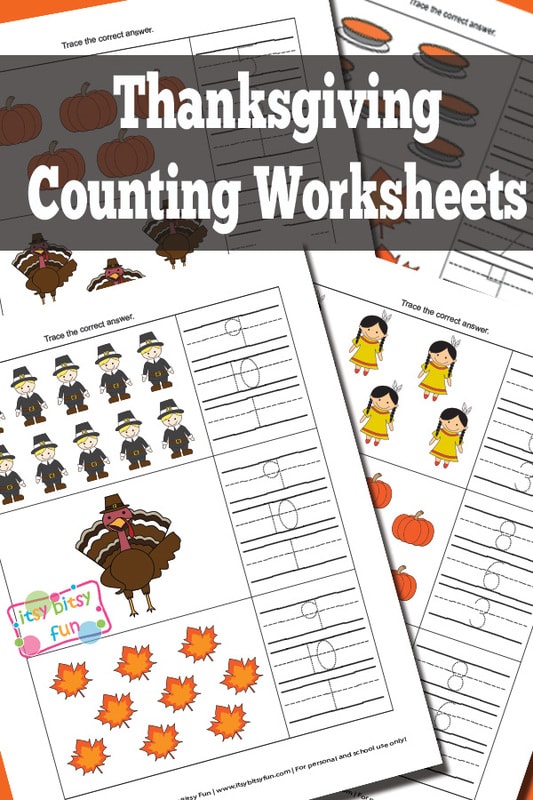 Thanksgiving Counting Worksheets for Kids